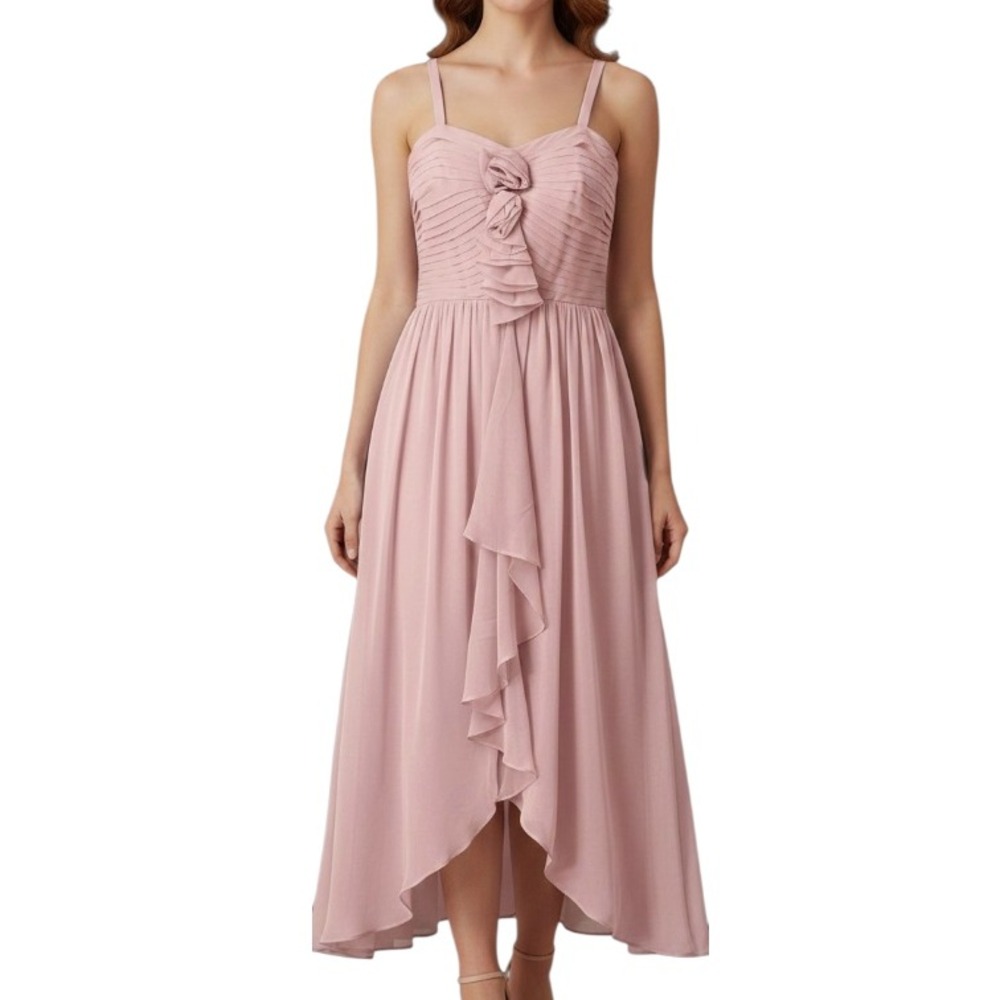 NWT JESSICA HOWARD Lined CHIFFON Mauve LAYERED PLEATS Prom Wedding DRESS Sz 14W